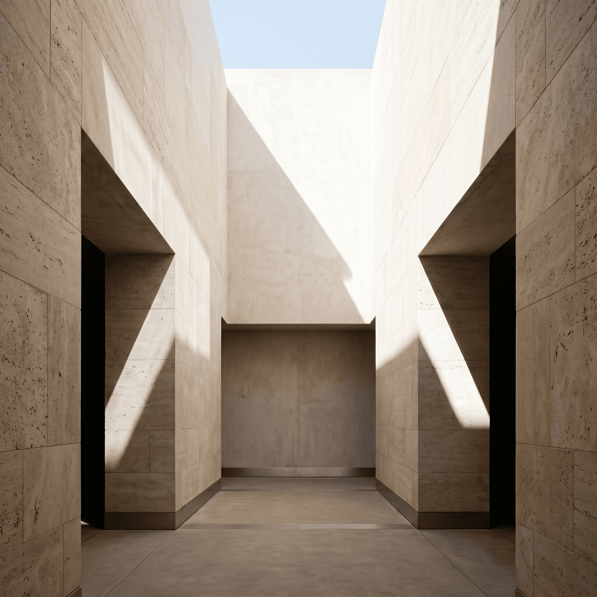 Light as Mass: Hard architectural shadows on raw limestone