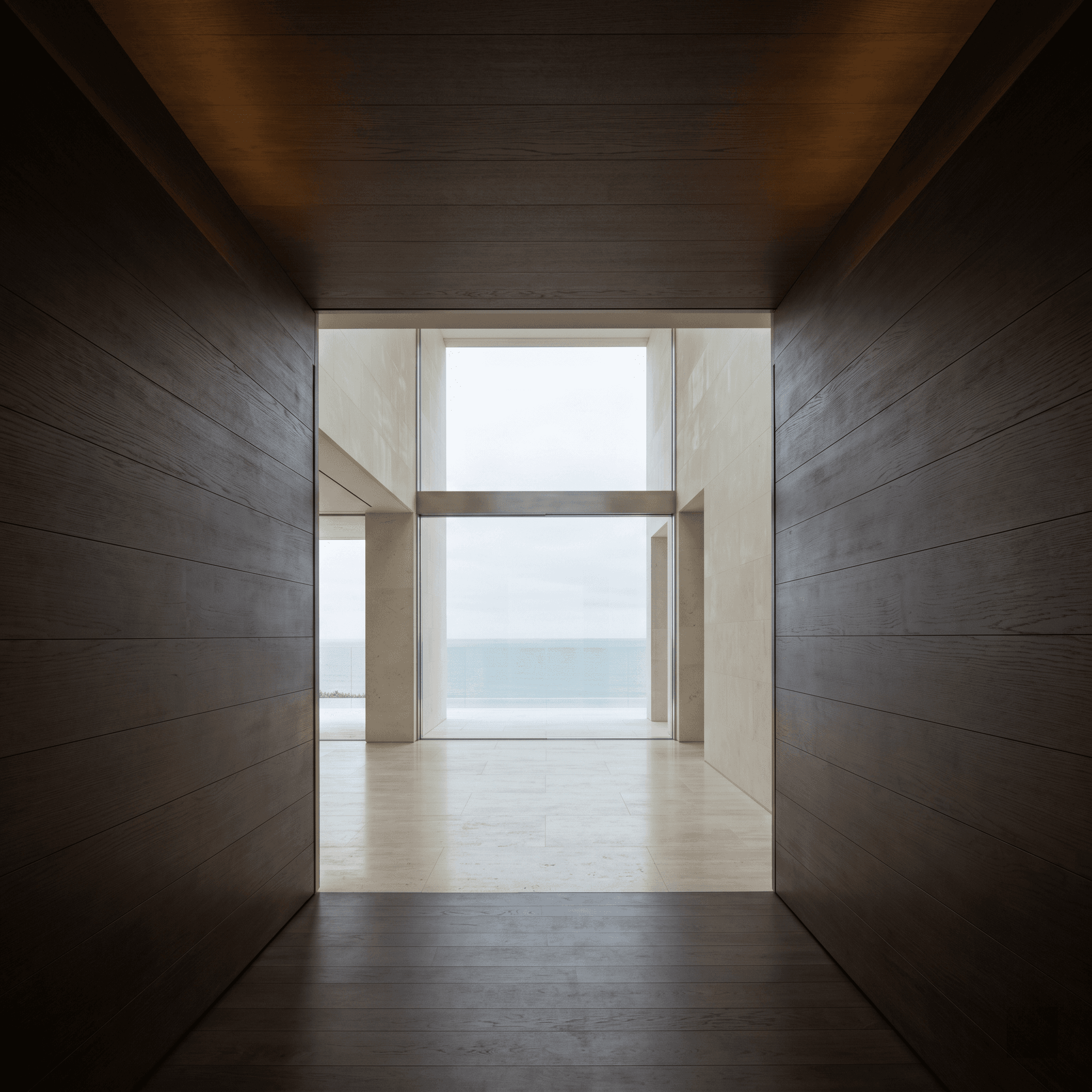 Spatial compression: Smoked oak ceiling detail